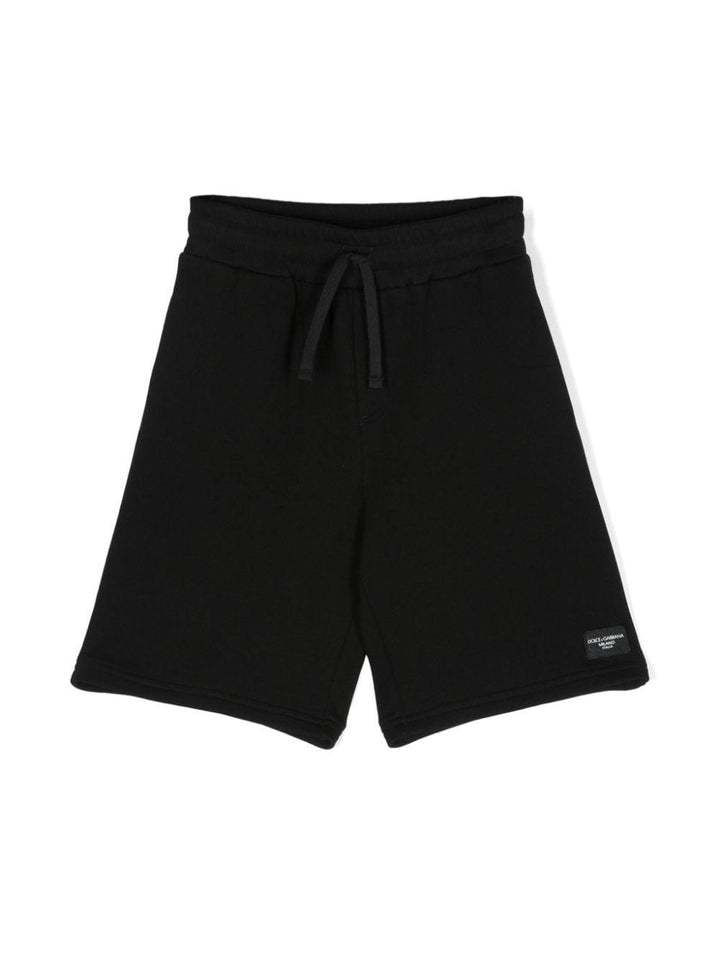 Bermuda nera per bambino con logo