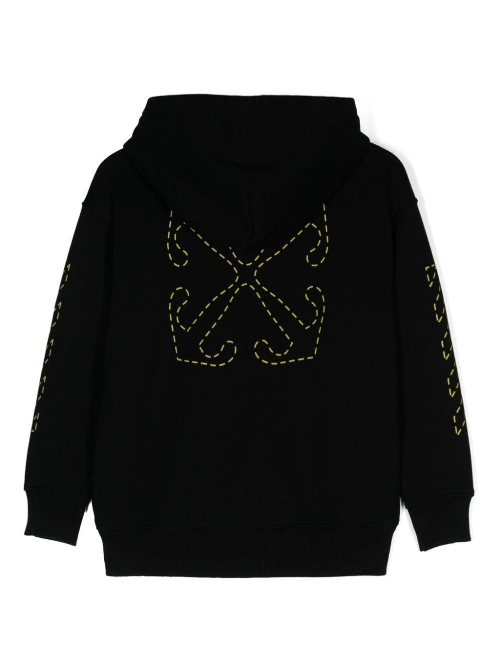 Felpa nera per bambino con logo OBBE001F24FLE002 1014 Off White Kids 