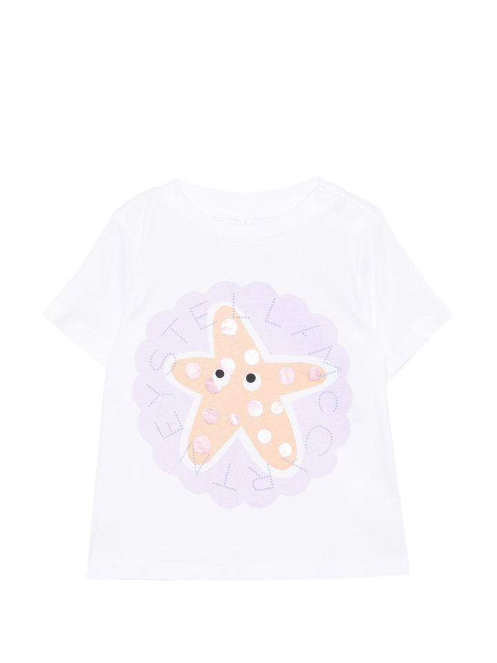 T-shirt bianca/lilla per neonata TY8051Z0434 100 Stella McCartney Kids 