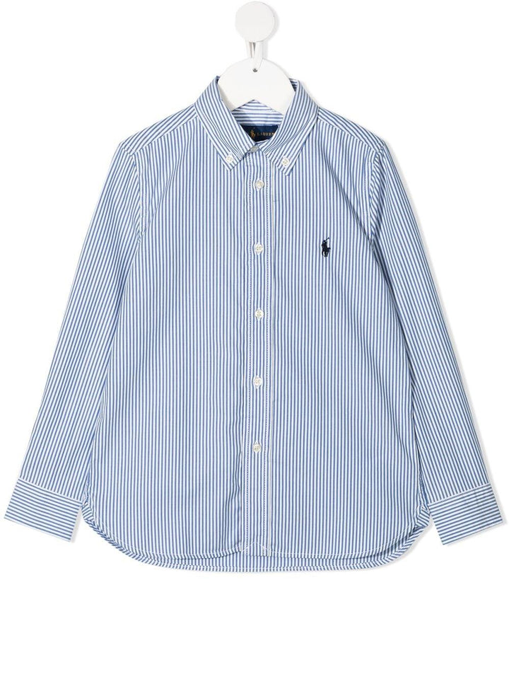 Camicia per bambino in cotone bianca e blu