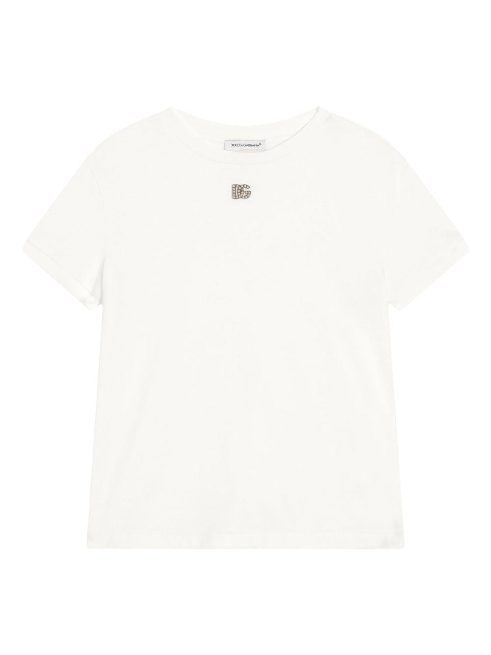 T-shirt bianca per bambina L5JTNJG7O3N W0111 Dolce & Gabbana Kids 