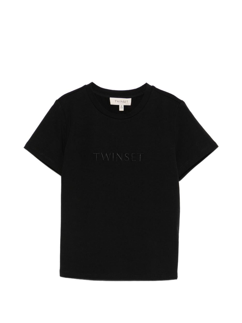 T-shirt nera per bambina 261GJ2252 00006 Twin Set 