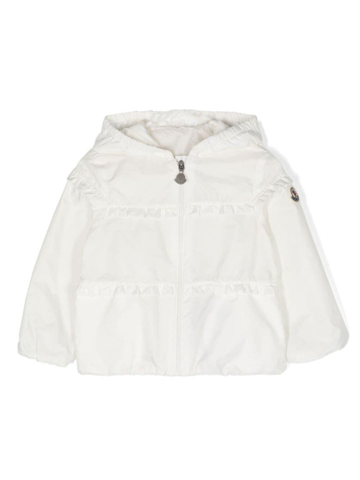 White Hiti jacket for baby girls with logo