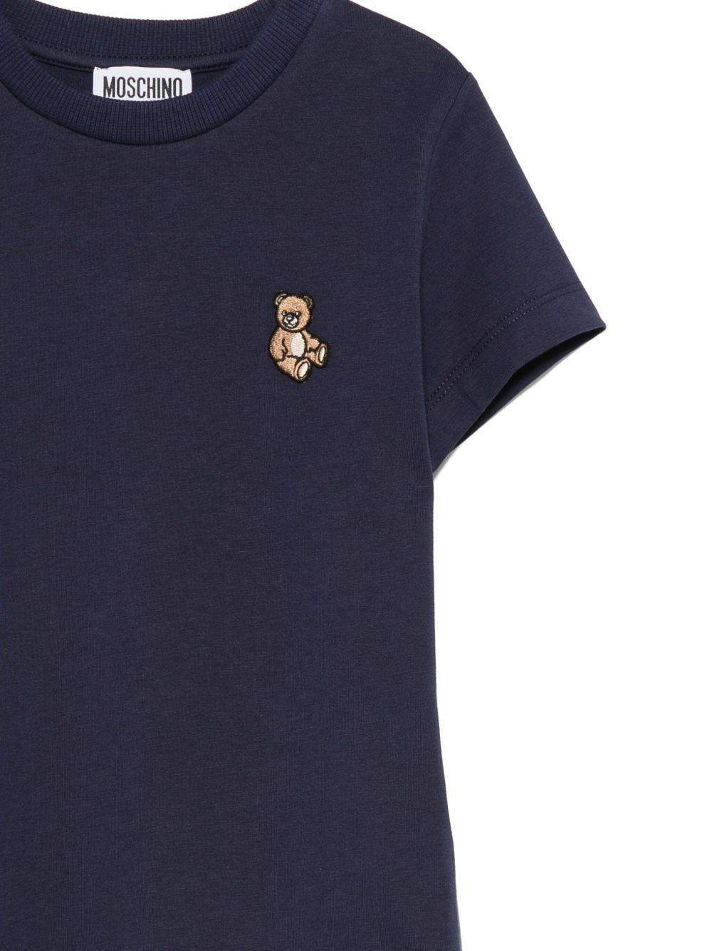 T-shirt blu navy per bambino HRM058LAA10 40016 Moschino Kids 
