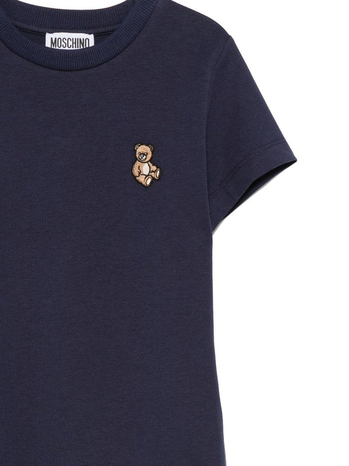 T-shirt blu navy per bambino HRM058LAA10 40016 Moschino Kids 
