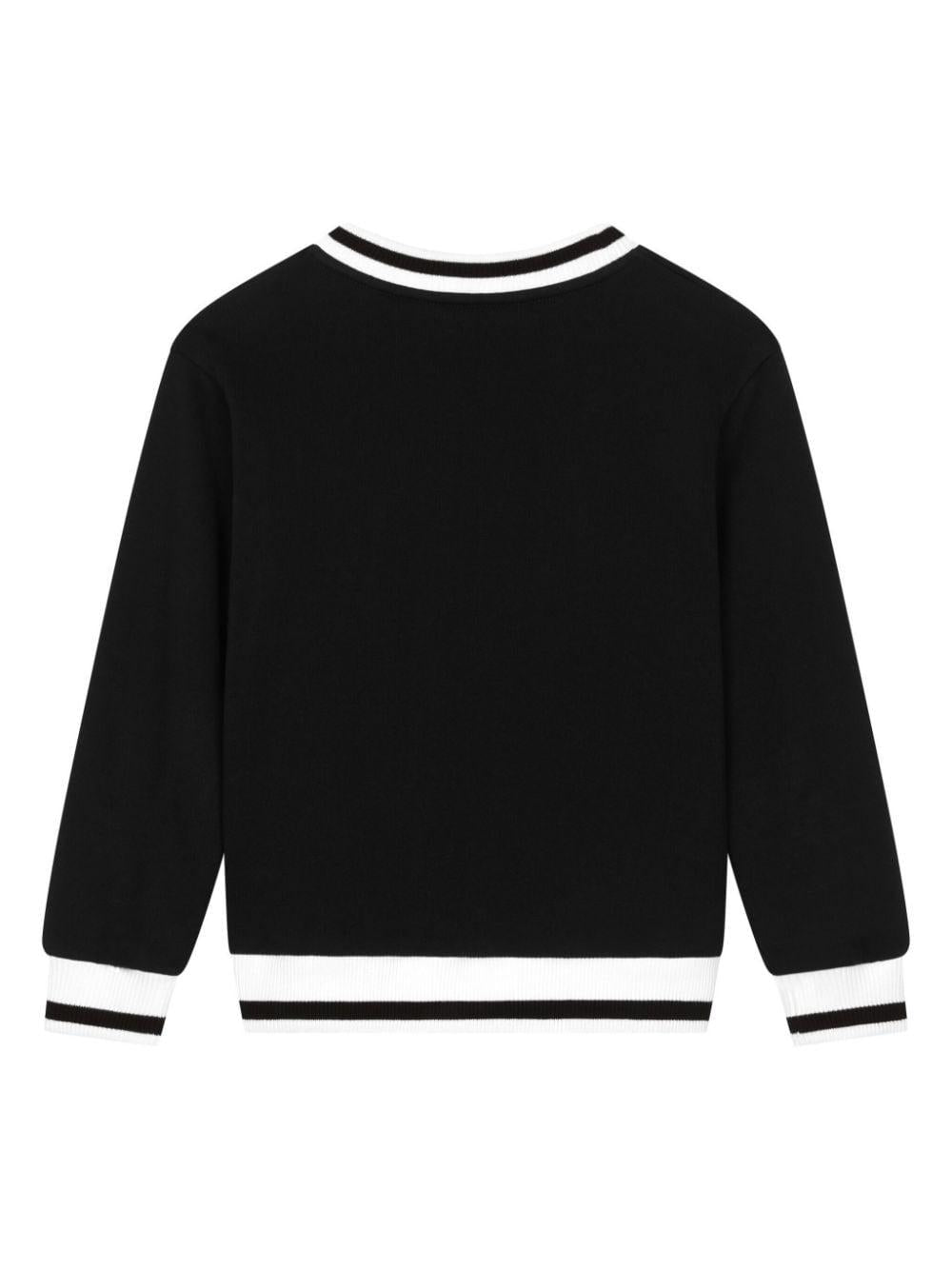 Black cotton sweatshirt for kids with logo