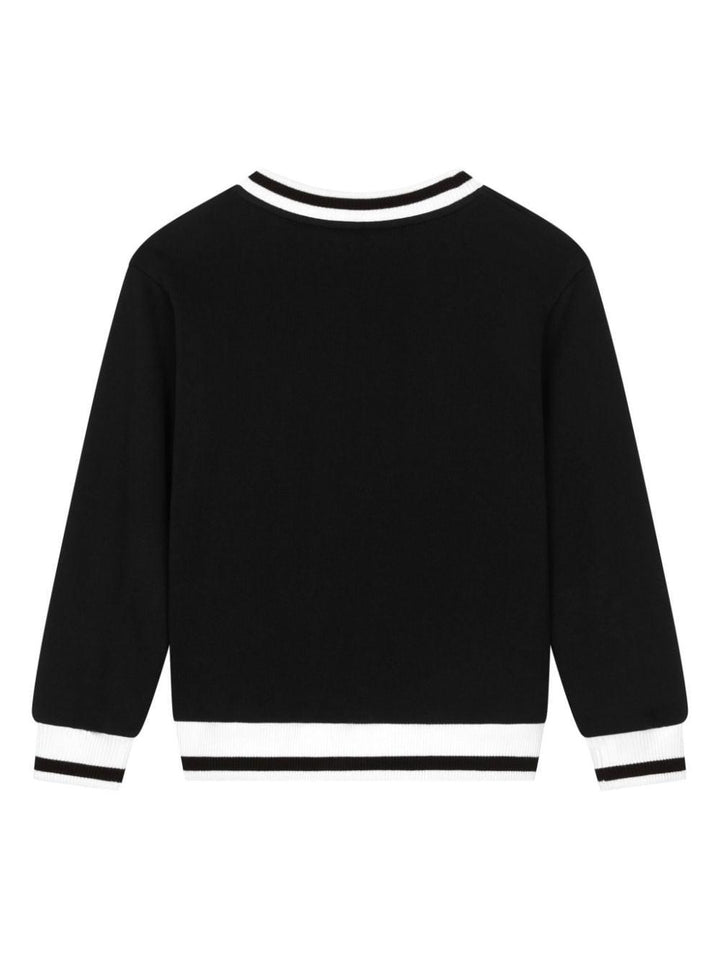 Black cotton sweatshirt for kids with logo