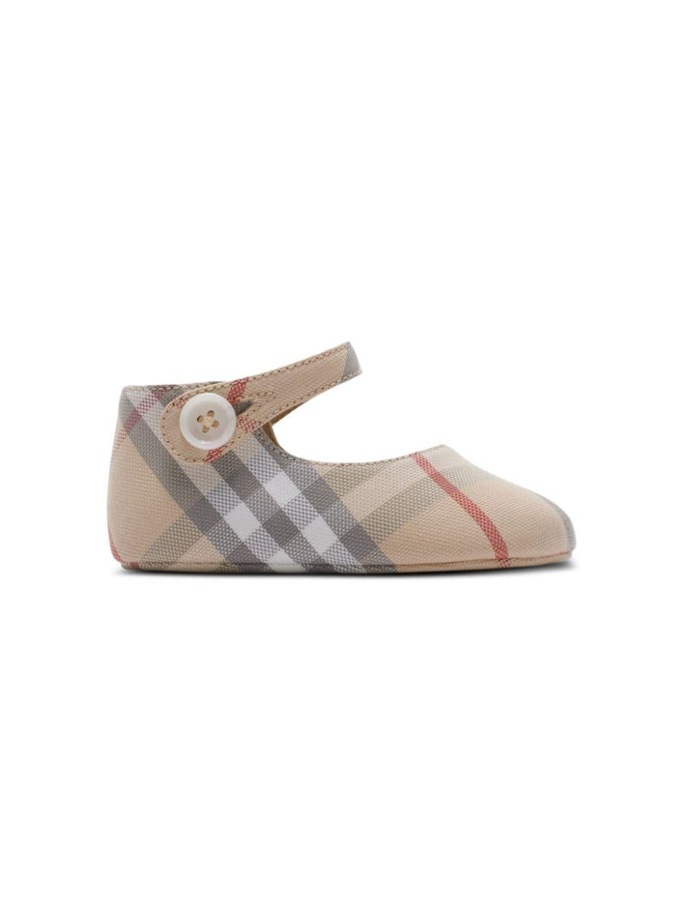Ballerina 'Mary Jane' per neonata in cotone beige 8090482 A2205 Burberry Kids 