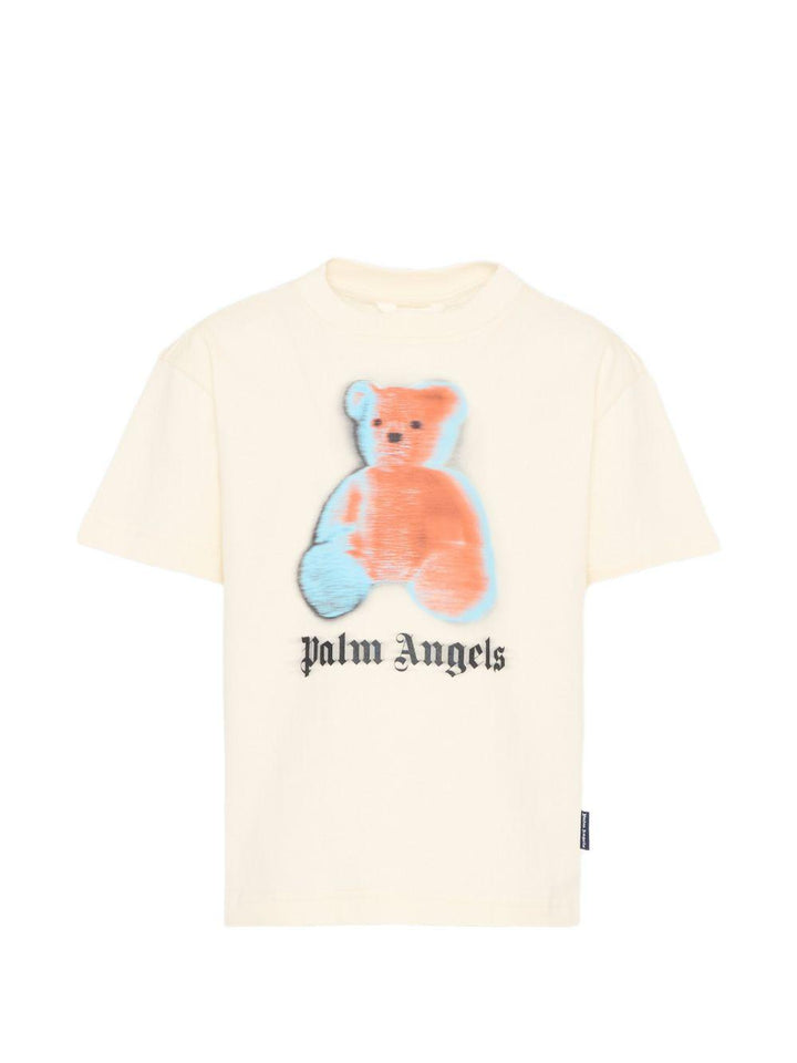 T-shirt beige per bambino PBAA003S26JER005 002 Palm Angels Kids 