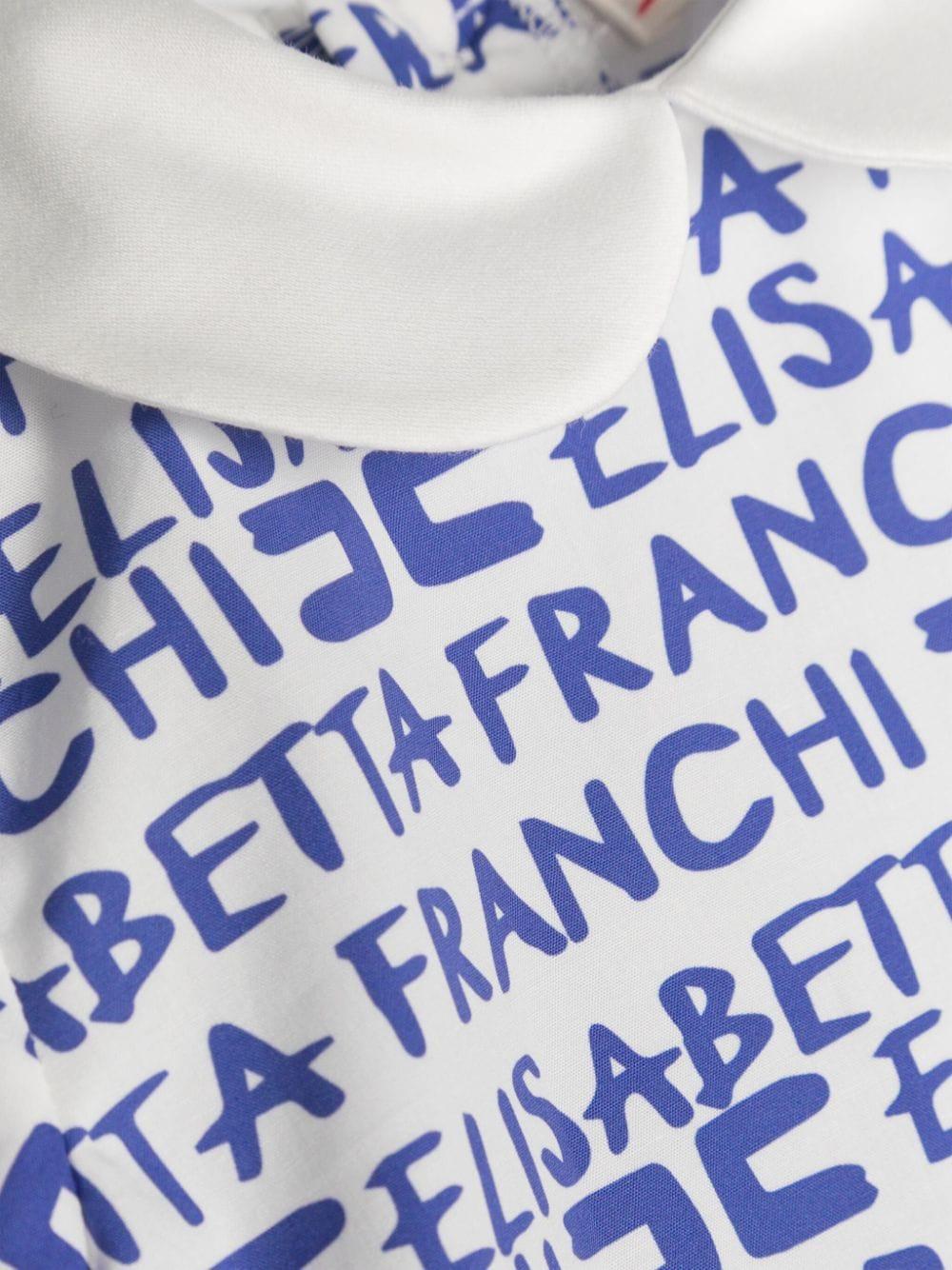 White and blue romper for baby girls with logo