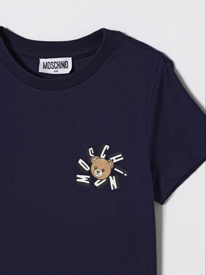 T-shirt blu navy per bambino HUM05OLAA03 40016 Moschino Kids 