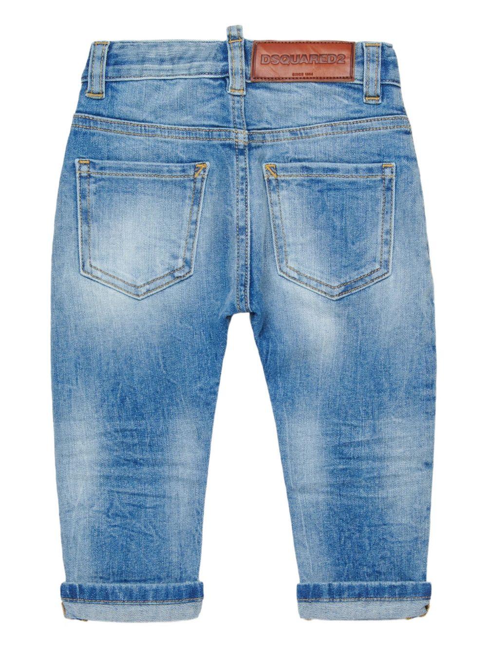 Jeans azzurro in misto cotone per neonato