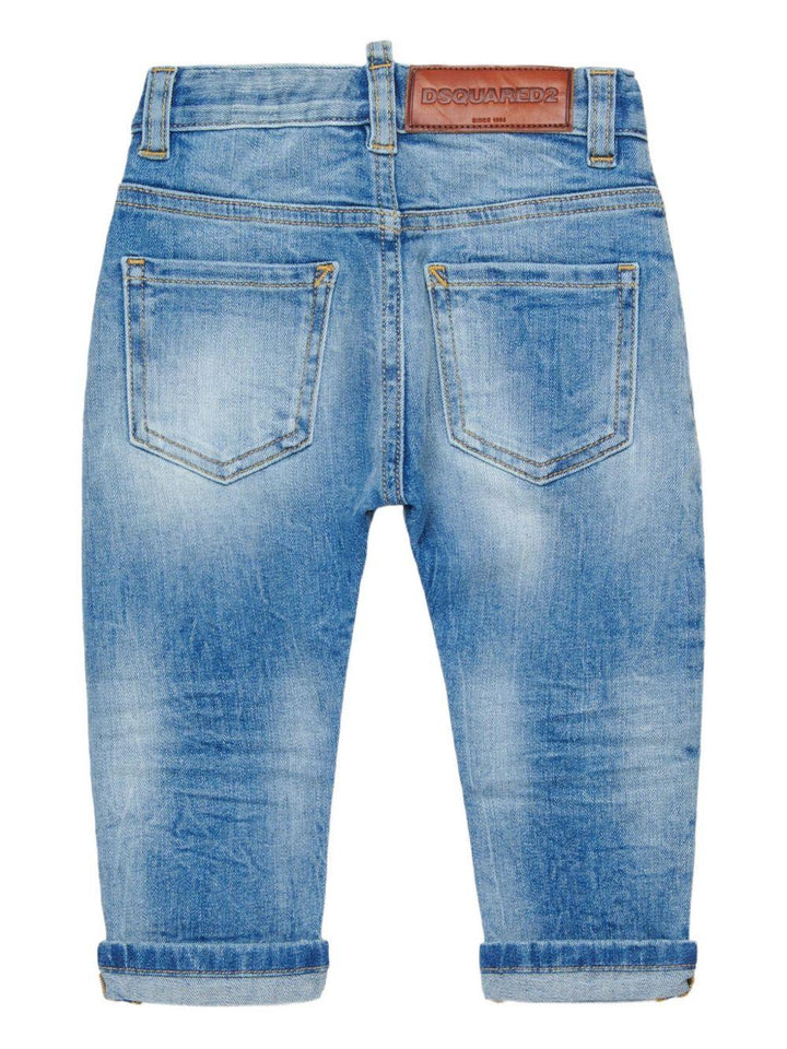 Jeans azzurro in misto cotone per neonato
