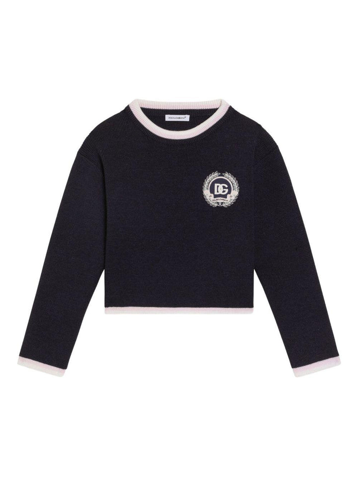 Maglione blu navy per bambina L5KWK5JDVB7 B3895 Dolce & Gabbana Kids 