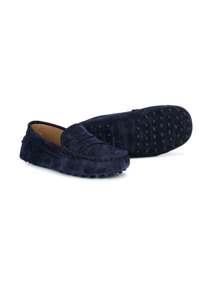 Mocassini blu per bambino in pelle