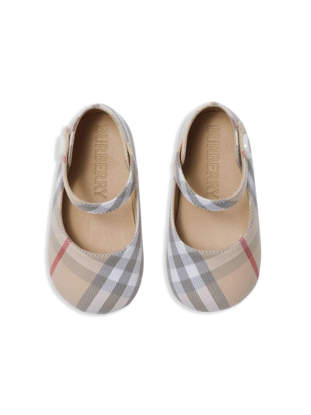 Ballerina 'Mary Jane' per neonata in cotone beige 8090482 A2205 Burberry Kids 