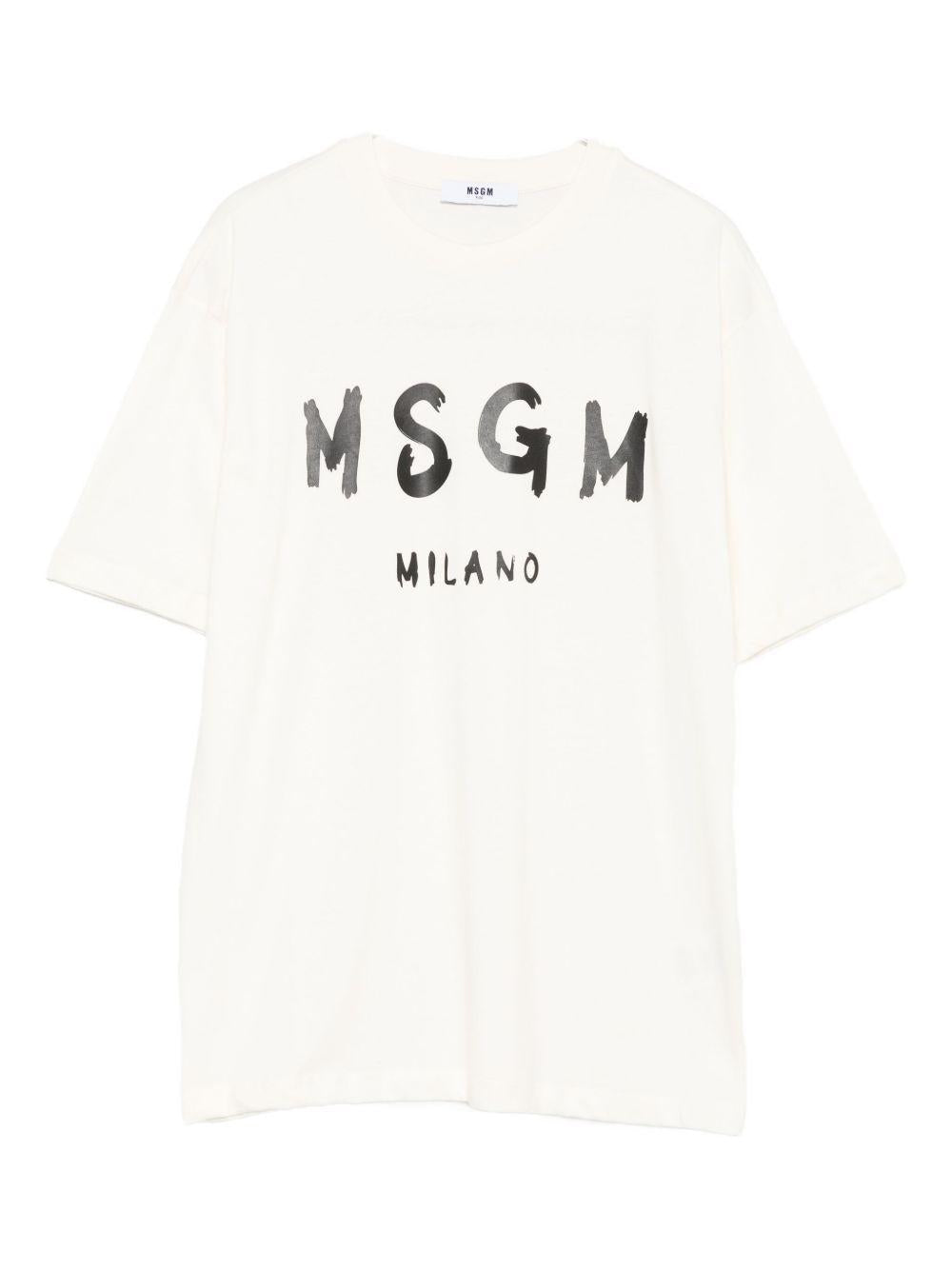 T-shirt crema per bambino F5MSJUTH007 013 Msgm Kids 
