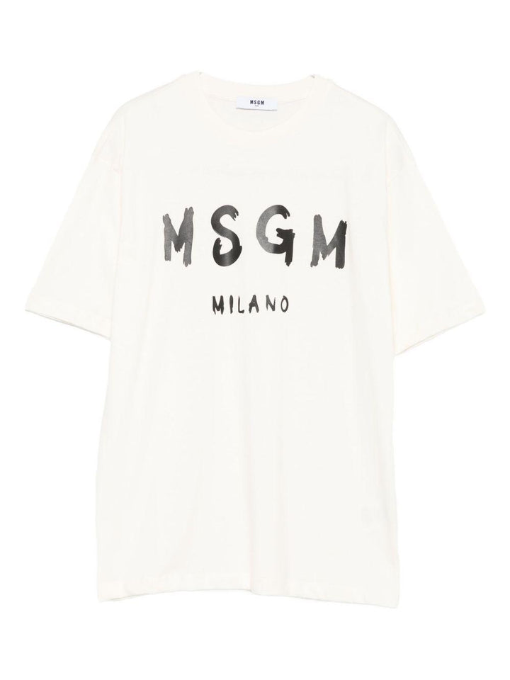 T-shirt crema per bambino F5MSJUTH007 013 Msgm Kids 