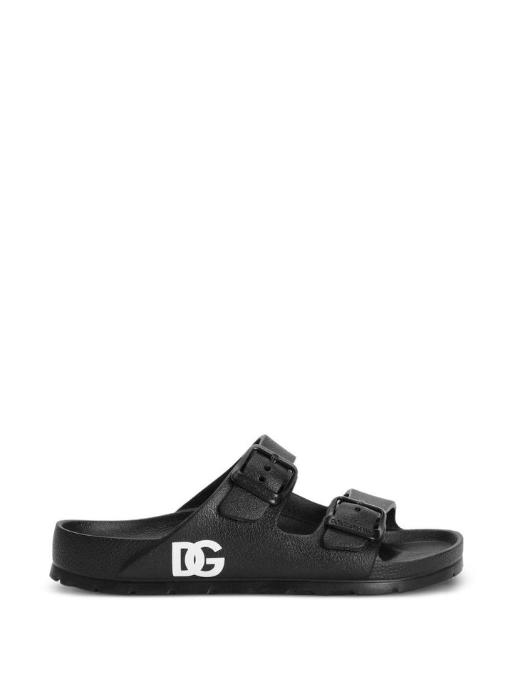 Ciabatte nere per bambina DD0324A5103 80999 Dolce & Gabbana Kids 