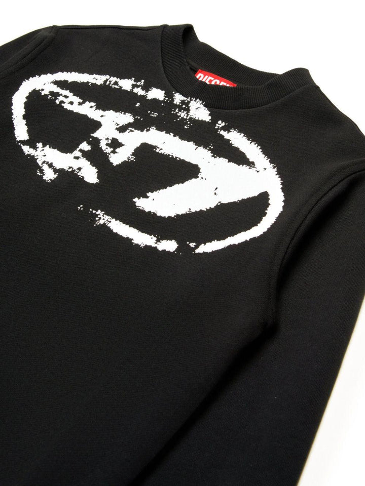Felpa nera per bambino con logo