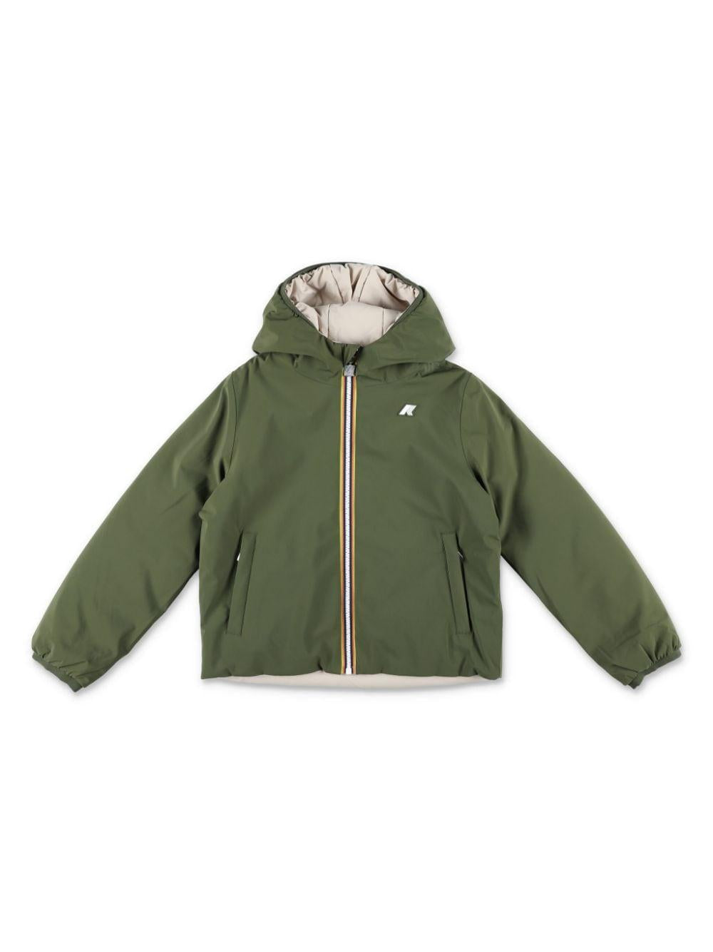 Forest green/light beige jacket for kids with logo