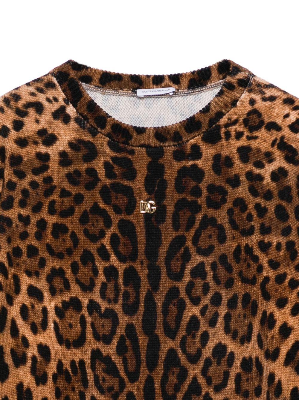 Cardigan leopardato marrone con bambina L5KWK5JDVDT HY13M Dolce & Gabbana Kids 