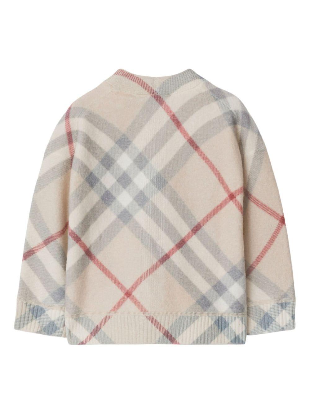 Cardigan per neonata in lana beige chiaro 8093117 A2205 Burberry Kids 