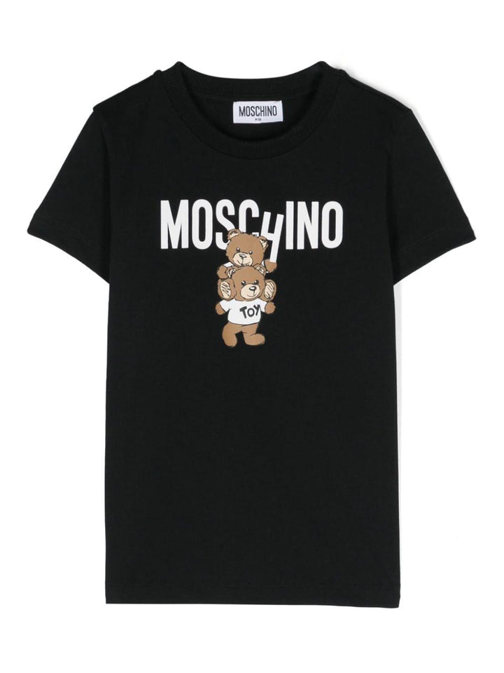 Unisex black cotton t-shirt with print