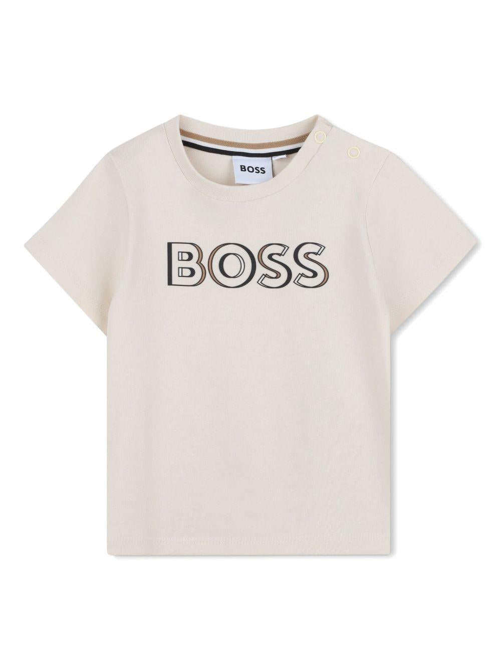 T-shirt beige sabbia per neonato J52107 21C Boss Kids 