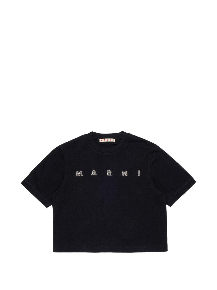 T-shirt nera per bambina M01968M00SG 0M900 Marni Kids 