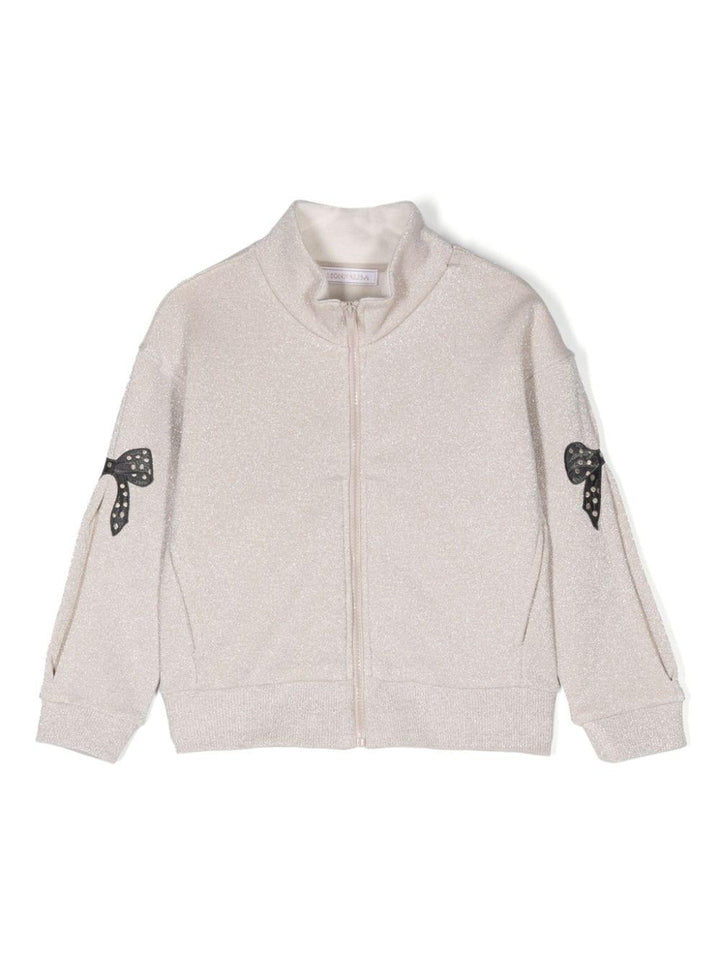 Sweatshirt for girls in beige cotton blend
