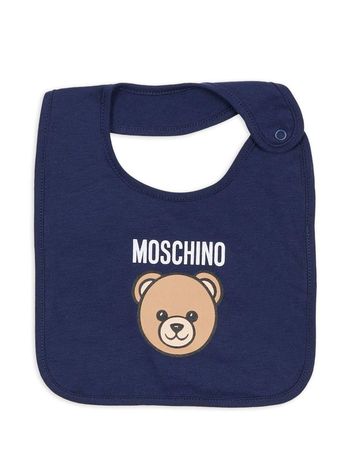 Kit cappello/bavetta blu navy per neonato MUY099LCA19 40016 Moschino Kids 