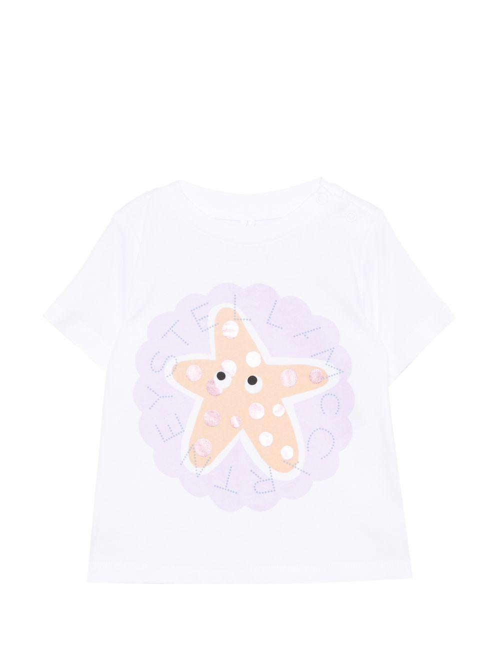 T-shirt bianca/lilla per neonata TY8051Z0434 100 Stella McCartney Kids 