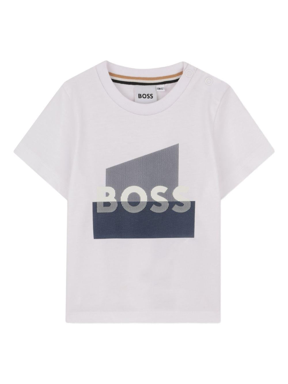 T-shirt bianca per neonato J52879 10P Boss Kids 