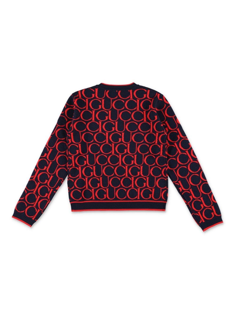 Maglione blu navy/rosso per bambino 793234XKD6I 4025 Gucci Kids 