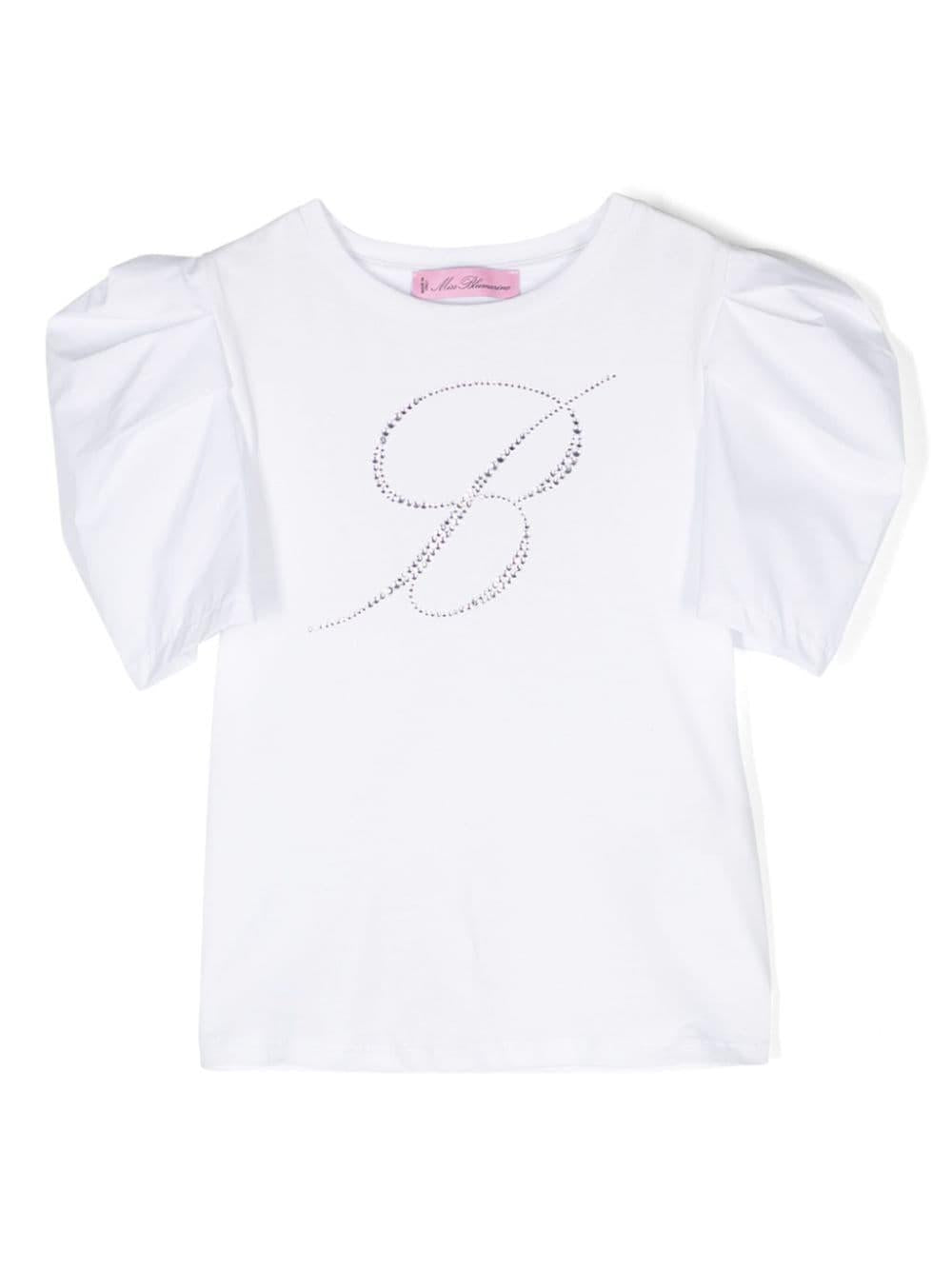 T-shirt bianca per bambina con logo