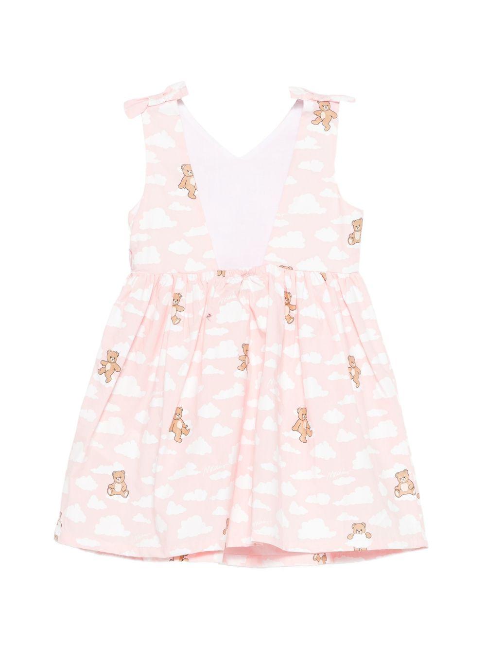 Abito bianco/rosa per neonata MDV0DNLLB61 83696 Moschino Kids 