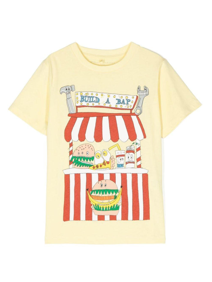 T-shirt gialla per bambino con stampo TU8R51Z0434 229 Stella McCartney Kids 