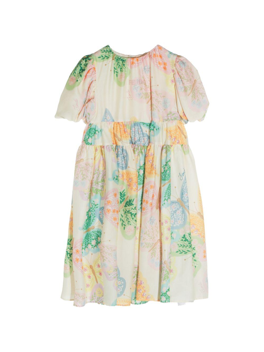 Abito beige/multicolor per bambina JFB869AVWM F0ZA0 Fendi Kids 