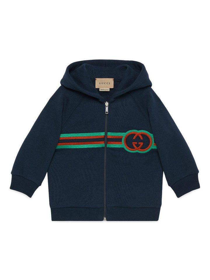 Blue sweatshirt for newborns with logo