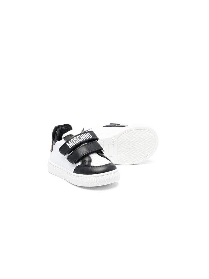 Sneakers bianche e nero per bambini con logo 77345 1 Moschino Kids 