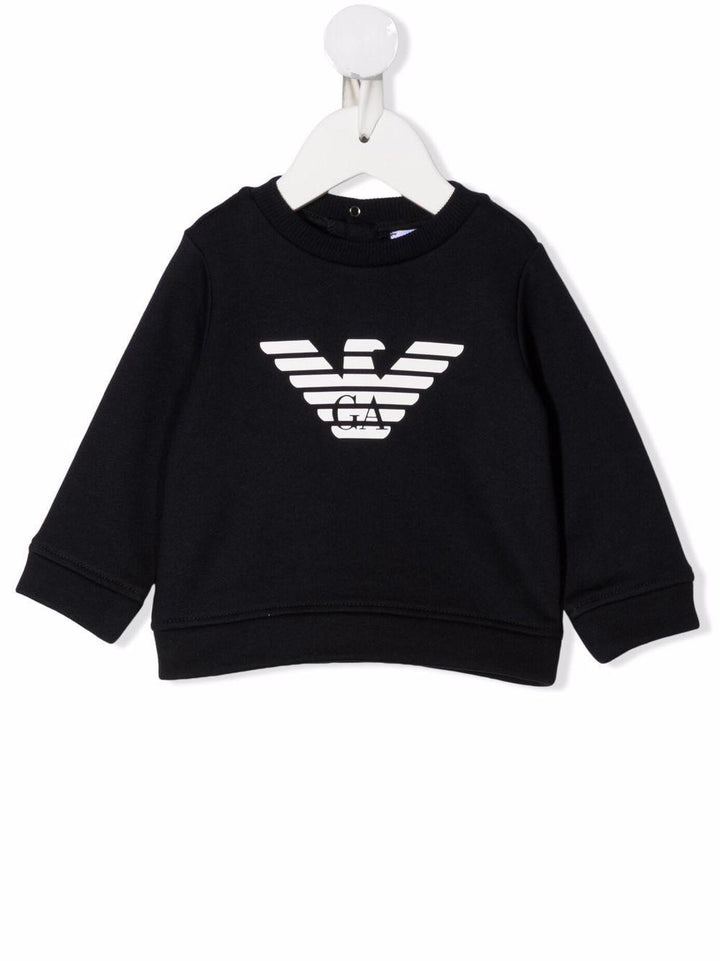 Black sweatshirt for newborns with white logo