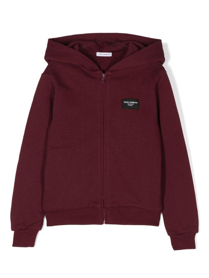 Burgundy red sweatshirt for kids with logo