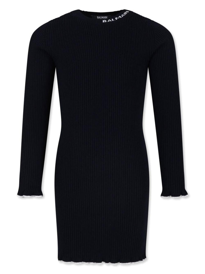 Blue knitted dress for girls