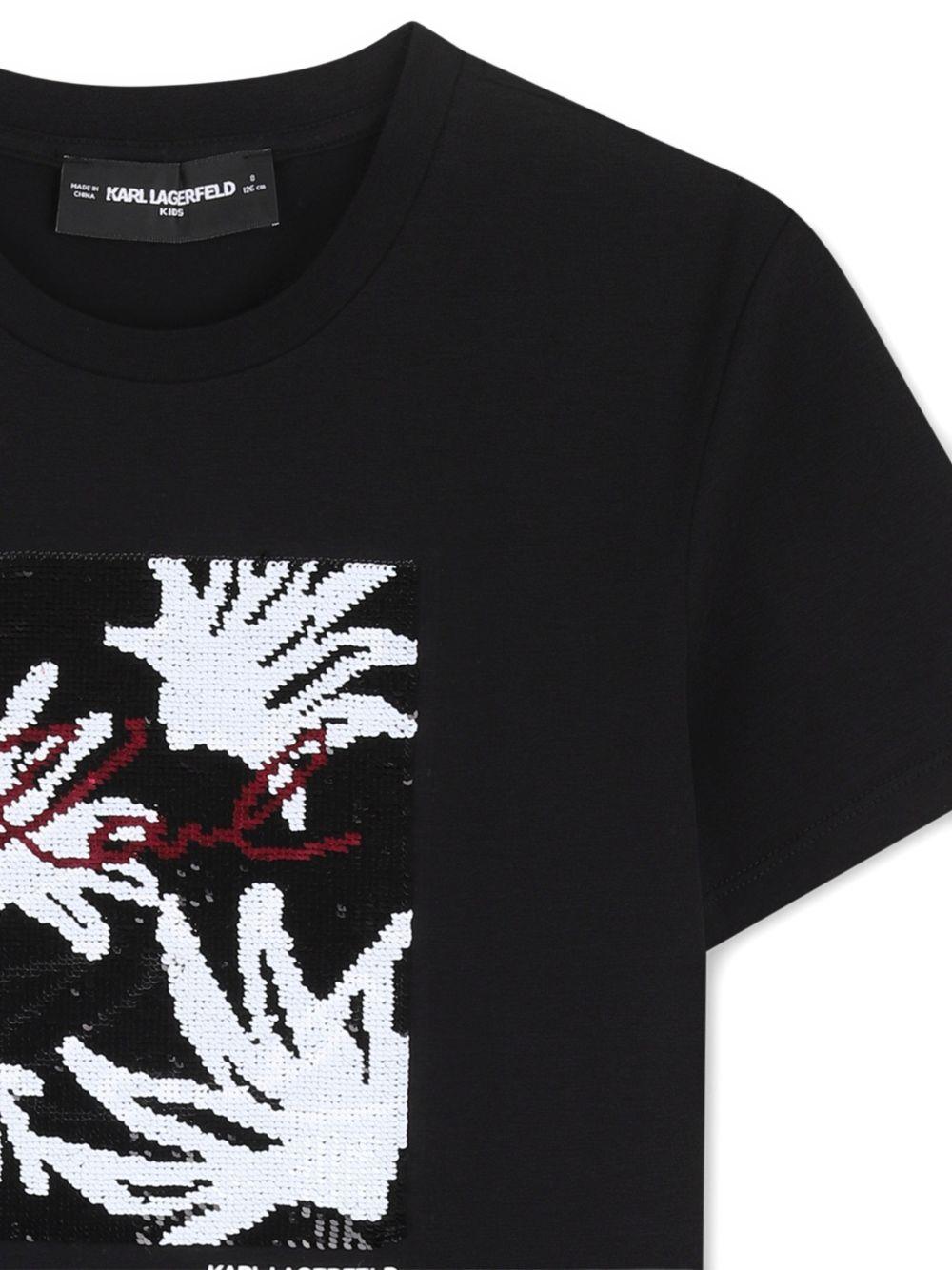 T-shirt nera per bambina Z31153 09B Karl Lagerfeld Kids 