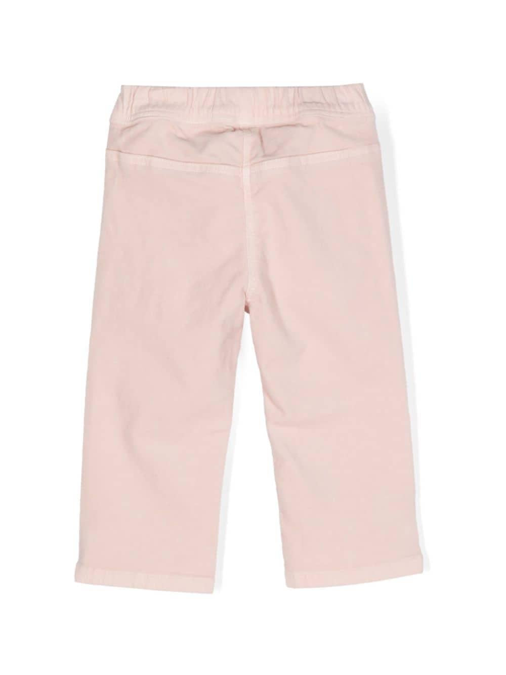 Pink velvet trousers for baby girls
