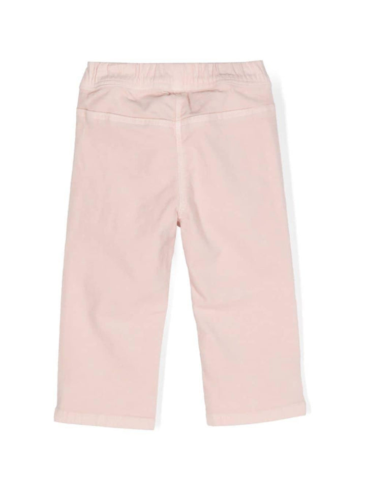 Pink velvet trousers for baby girls