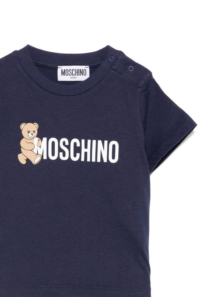 T- shirt blu navy per neonato MRM047LAA34 40016 Moschino Kids 