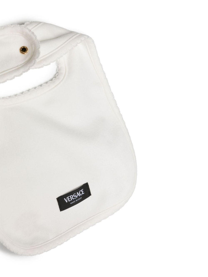 White baby onesie with logo