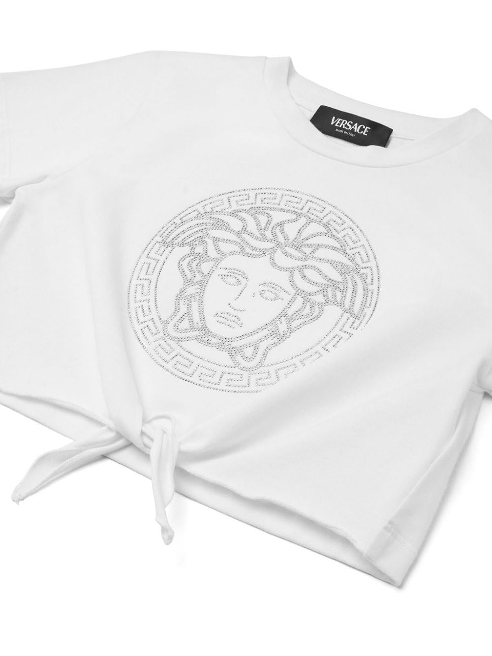 White cotton crop t-shirt for girls